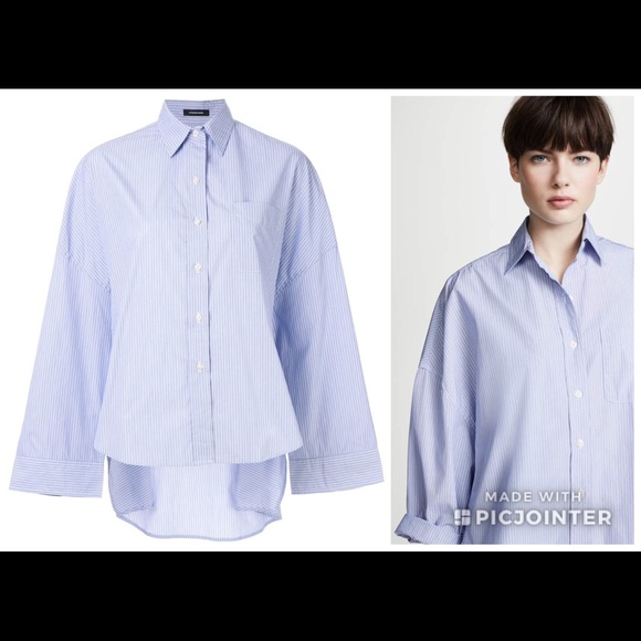 💍SOLD💍 R13 Oversized Pin Stripe Long Tail Shirt - Picture 2 of 7